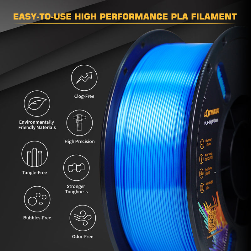 LOTMAXX PLA Shiny Silk 3D Printer Filament Bundle 1.75mm 6 Bundle 1kg/spool 6 Pack Total 6kg (13.2lbs) Fit Most FDM Printer