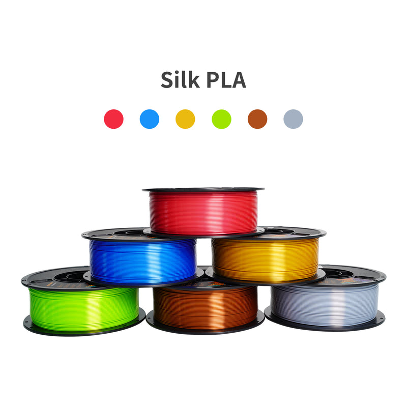 LOTMAXX PLA Shiny Silk 3D Printer Filament Bundle 1.75mm 6 Bundle 1kg/spool 6 Pack Total 6kg (13.2lbs) Fit Most FDM Printer